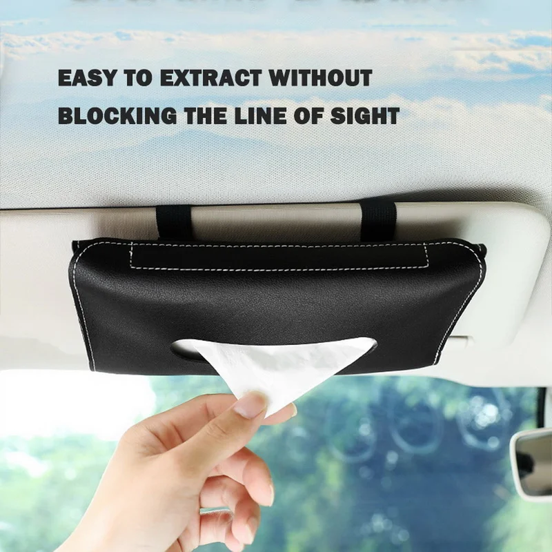 

1PC Car Tissue Box Towel Organizer PU Leather Visor Type Tissue Holder Auto Interior Storage Decoration for Car Goods