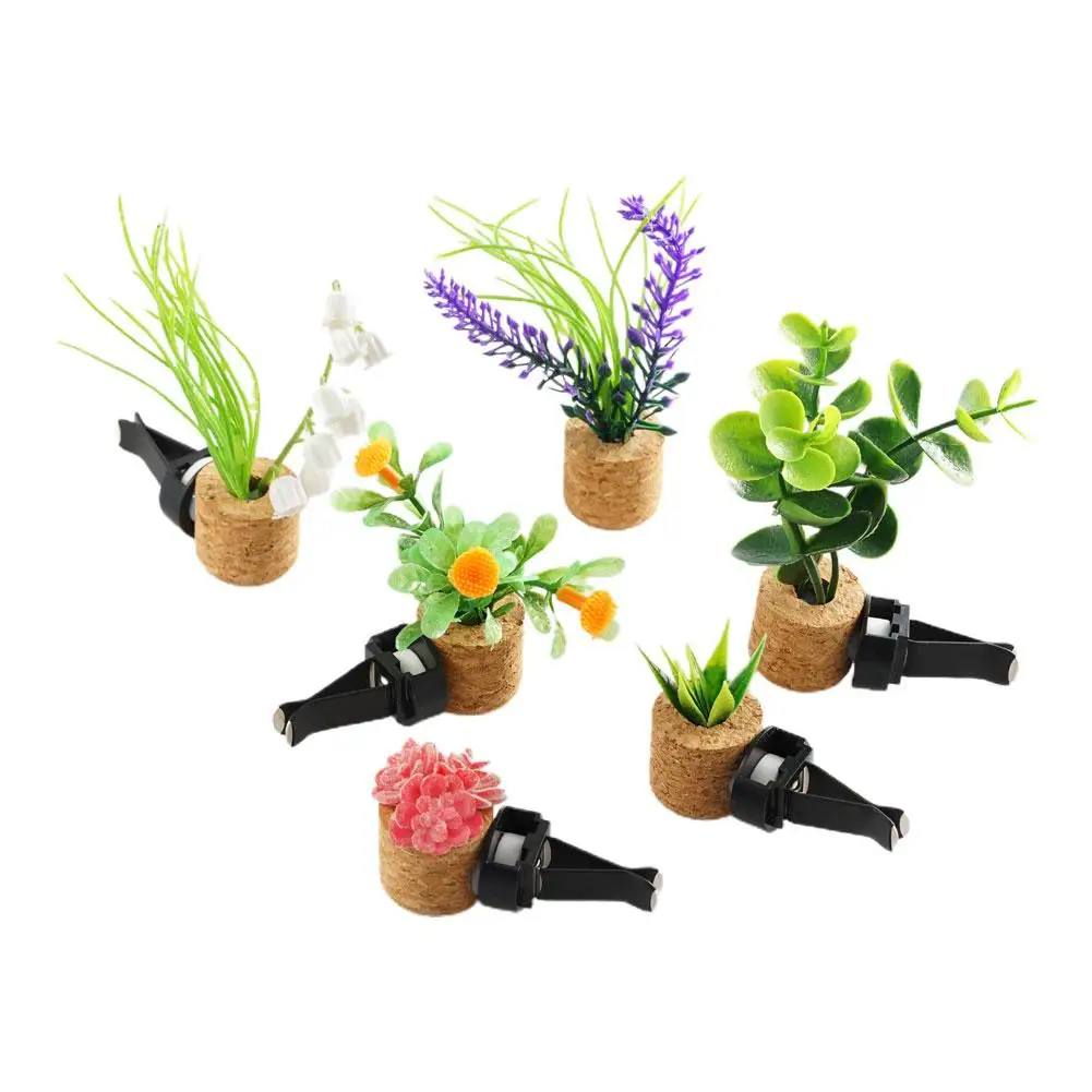 

6pcs Car Air Outlet Perfume Clip Creative Succulent Cactus Potted Car Air Conditioner Car Mounted Fragrant Interior Decoration
