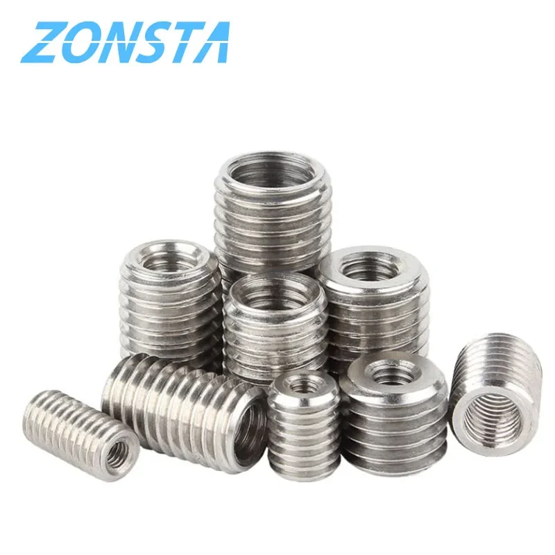 Insert Sleeve Converter Nut Coupler M2 M2.5 M3 M4 M5 M6 M8 M10-M20 304 Stainless Steel Inside Outside Thread Adapter Screw Nuts