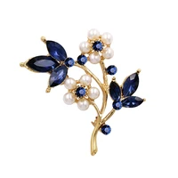 crystal pearl blue leaf flower pin bouquet diy wedding bridal women fashion jewelry clothing accessories