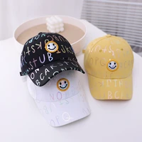 childrens spring and autumn baseball cap new kids fashion embroidered smiley face printed letters personality hip hop hat