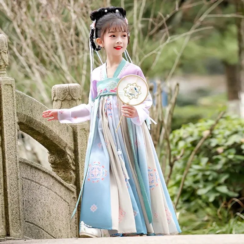 Детское женское китайское платье ханьфу ретро Повседневное для девочек с