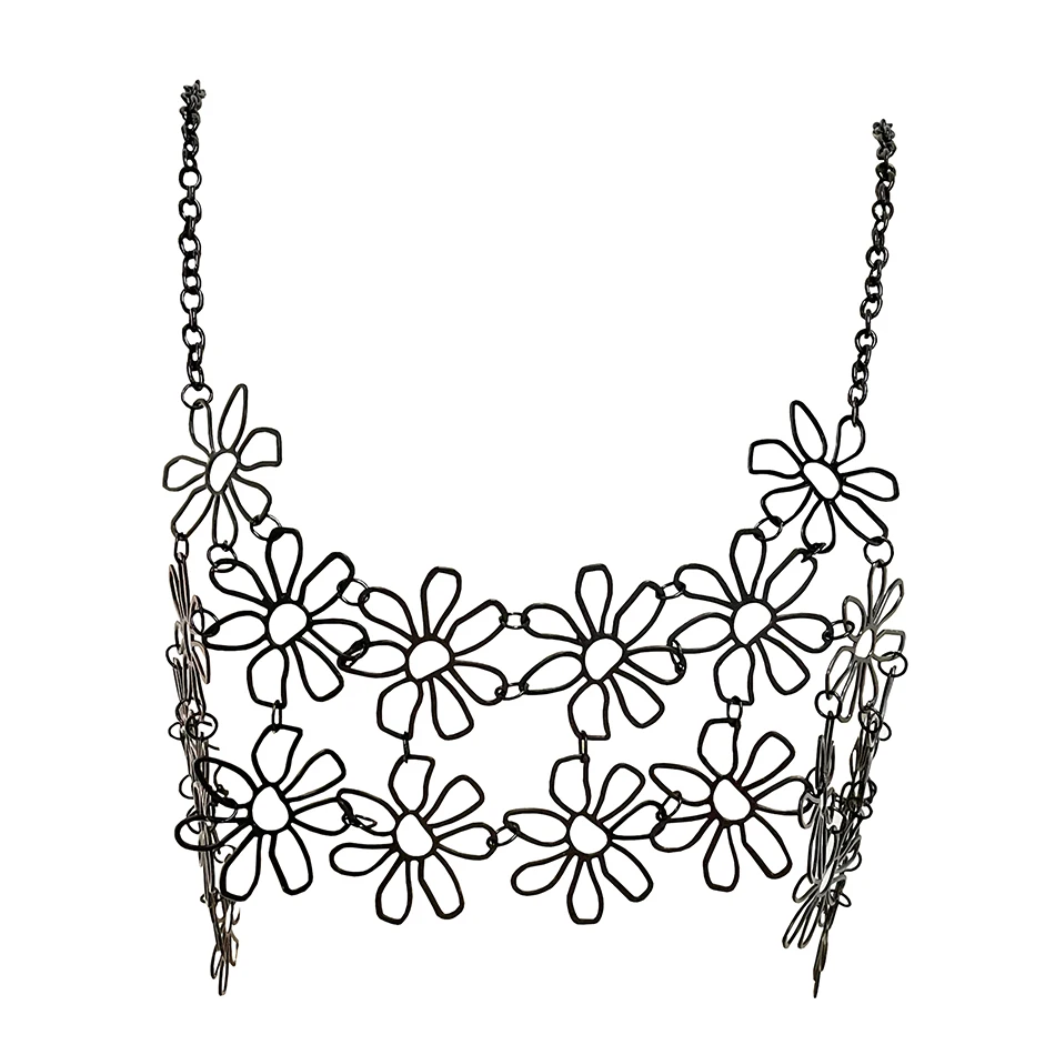 Женский Болеро ручной работы из черного металла с вырезами в форме цветка