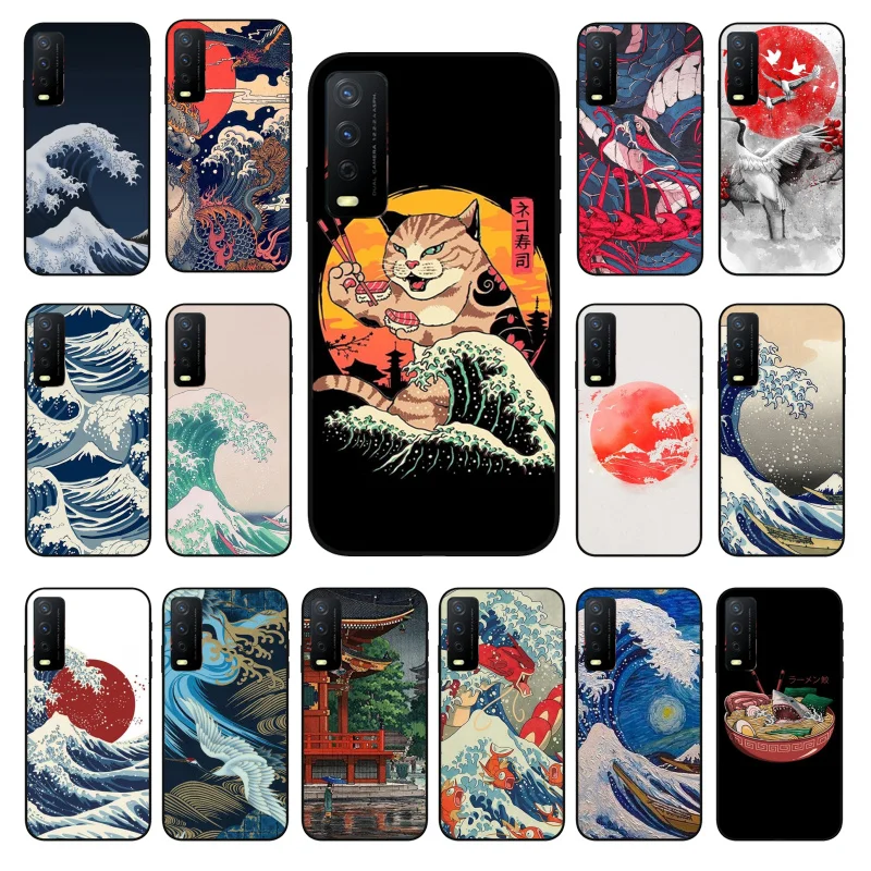 

Japanese Style Wave Art Phone Case For VIVO Y31 Y21 Y70 Y21S Y20 Y72 1907 Y12 Y11S Y53S Y33S Y55 Y76 Y51 Y15S Y01 Funda