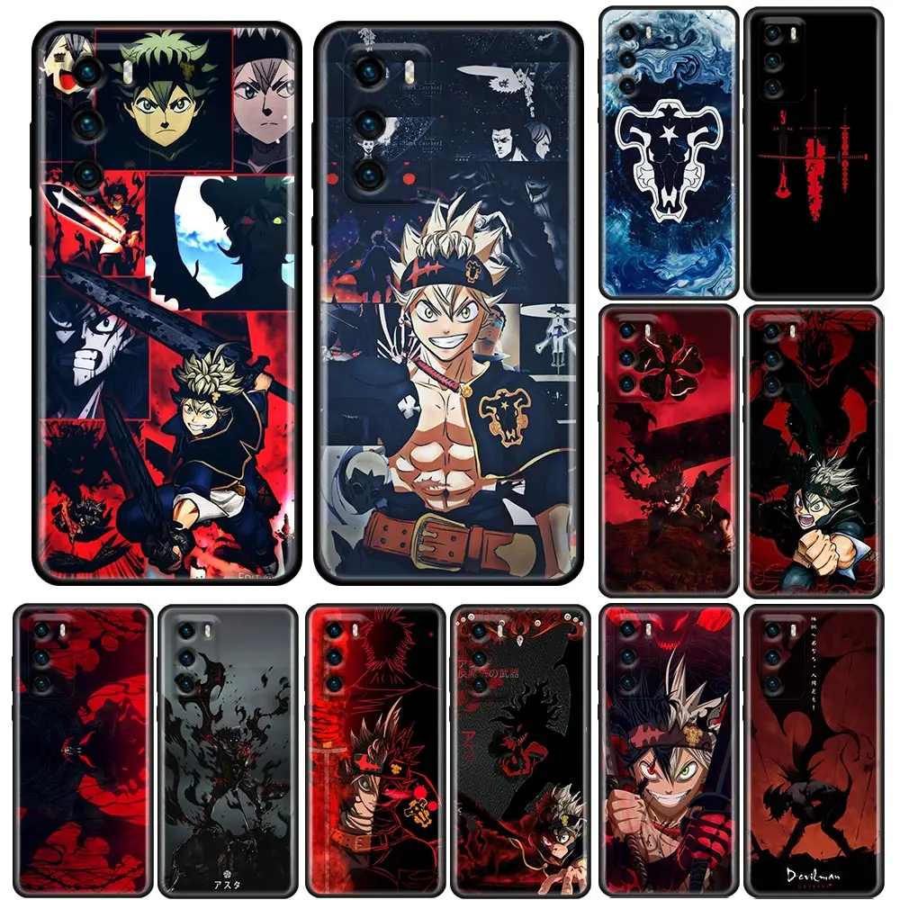 

Phone Case for Huawei P10 Lite P20 Case P30 P40 Lite P50 Pro Plus P Smart Z Soft Silicone Cover Anime Black Clover Asta