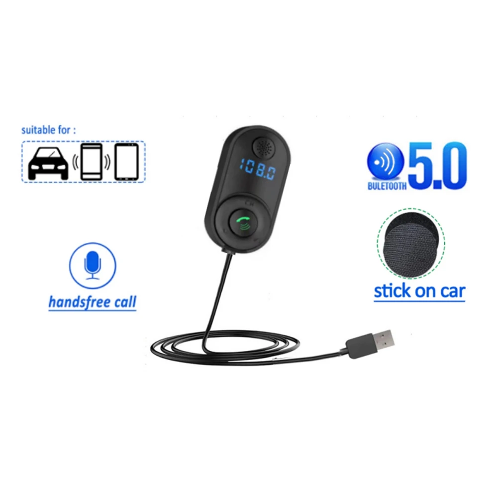 

USB Car Bluetooth 5.0 Receiver Audio Converter Handsfree Wireless Adapter Car Transmitter For MP3/WMA Format Music Car Parts