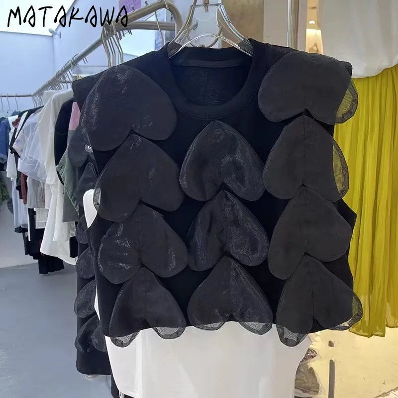 Футболка Matakawa в форме сердца для женщин однотонная модная Милая Простая рубашка