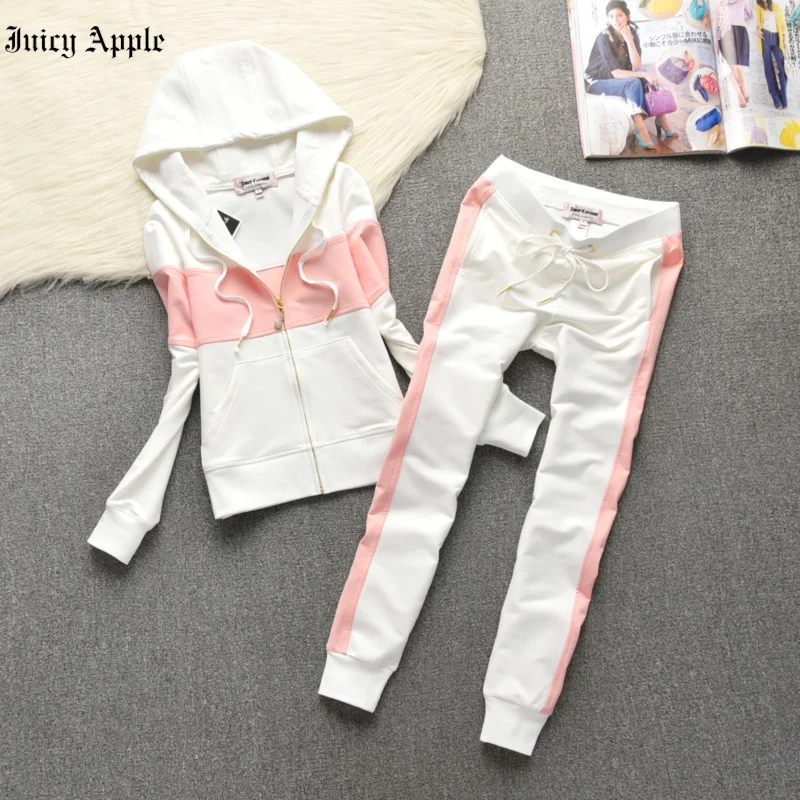 

Juicy Apple Tracksuit Solid Color Casual Fashion Women 2Pcs Jogging Suit Tracksuits Zipper Hoodies Pants Set Women's Clothing