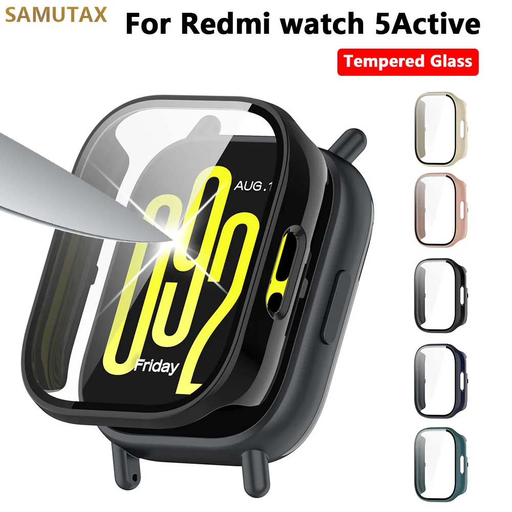 Tempered Glass+Case for Xiaomi Redmi Watch 5 Active Smartwatch Anti-scratch Film Bumper Protective Cover Lite