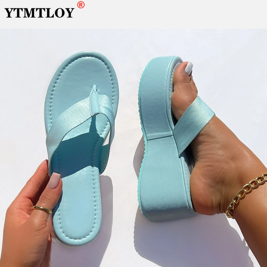 

Platform Wedges Sandals For Women Flip Flop Ankle Lace Up Metal Design Fashion Roman Retro High Heels Comfy Casual Shoes