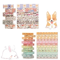 18pcs kawaii cartoon stickers child anime stickers cute stationery animal diy decorative thin strips of tape student supplies