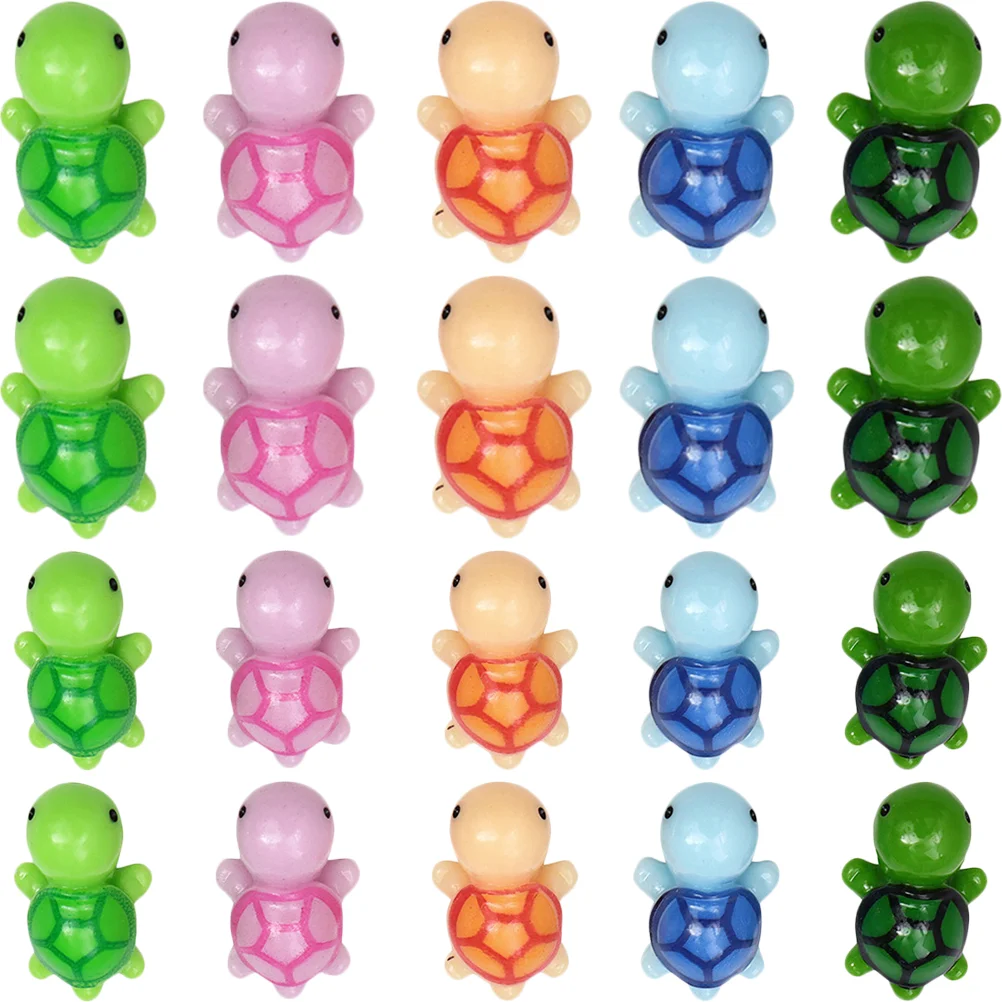 

20 Pcs Mini Turtle Fairy Figurines Resin Miniature Tortoise Adorable Figure Simulation Turtles Cute