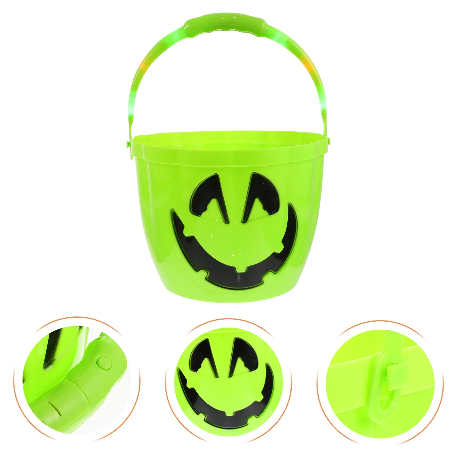 

Glowing Pumpkin Bucket Halloween Candy Portable Themed Plastic Children Holder Buckets Party Favor
