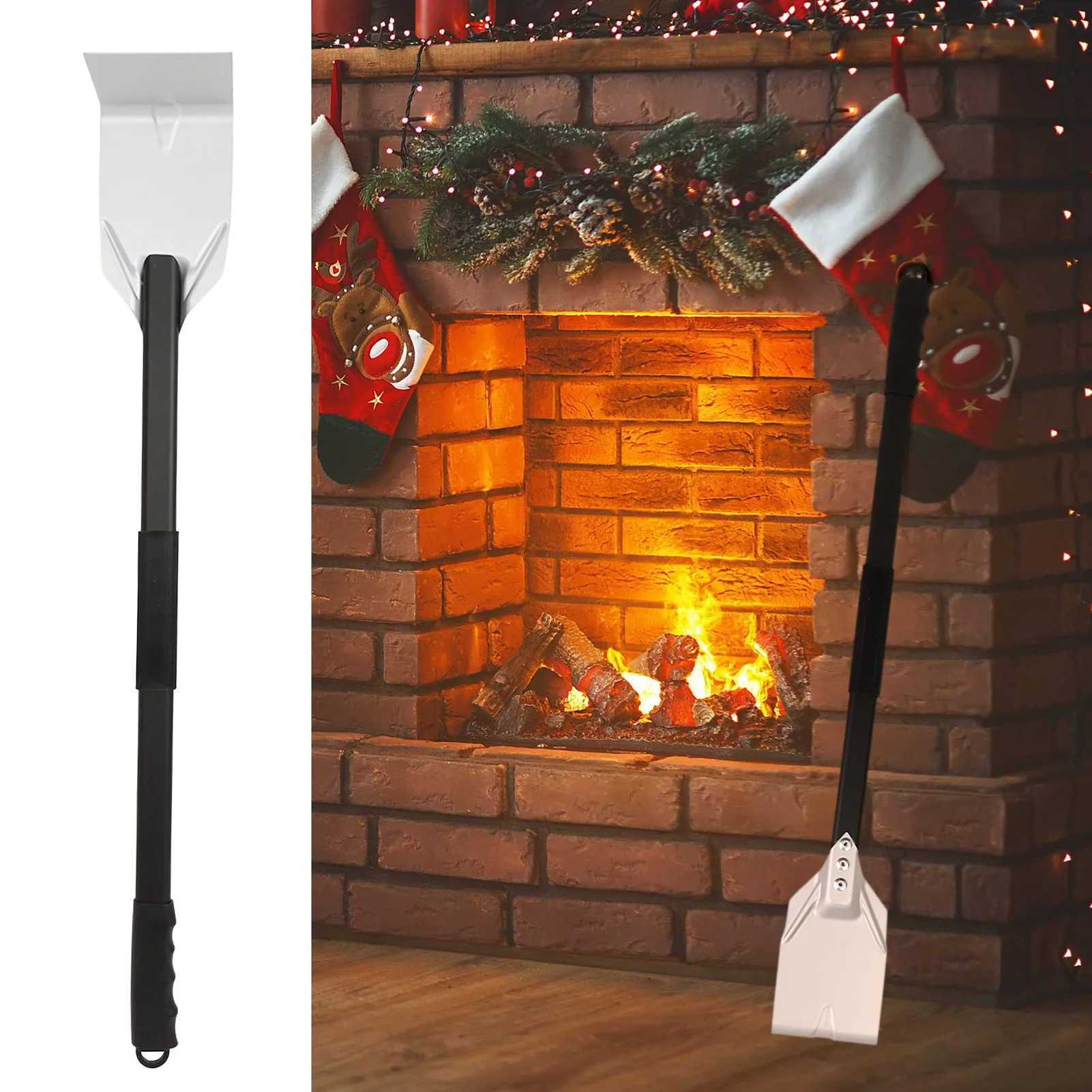 

Long Ash Shovel Fireplace Shovel For Ash Single Shovel Fireplace Tool Handheld BBQ Charcoal Ash Poker Scoop Heavy Gauge Steel