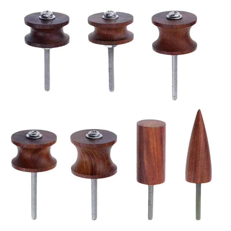 

7Pcs Red Ebony Wood Leather Burnishing Slicker Tool Flat and Tip Burnisher Polished Rods DIY Rotary Tool Drill Craft Set