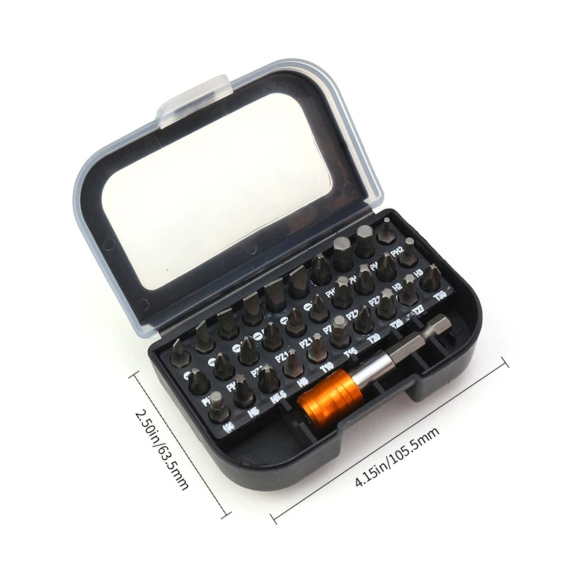 

31Pcs screwdriver Batch head extension rod set Carbon steel metric with magnetic multipurpose batch head combination