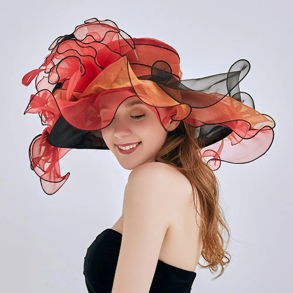 

Popular Faux Crystal Medieval Sun Hat Women Performance Hat Foldable High-end