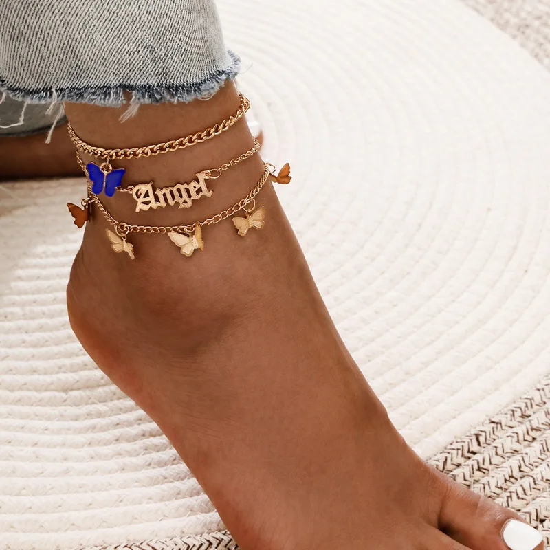 

Boho Women Sequins Ankle Bracelet Set Star Moon Lightning Charm Chain On Foot Leg For Female Summer Beach Anklet Jewelry