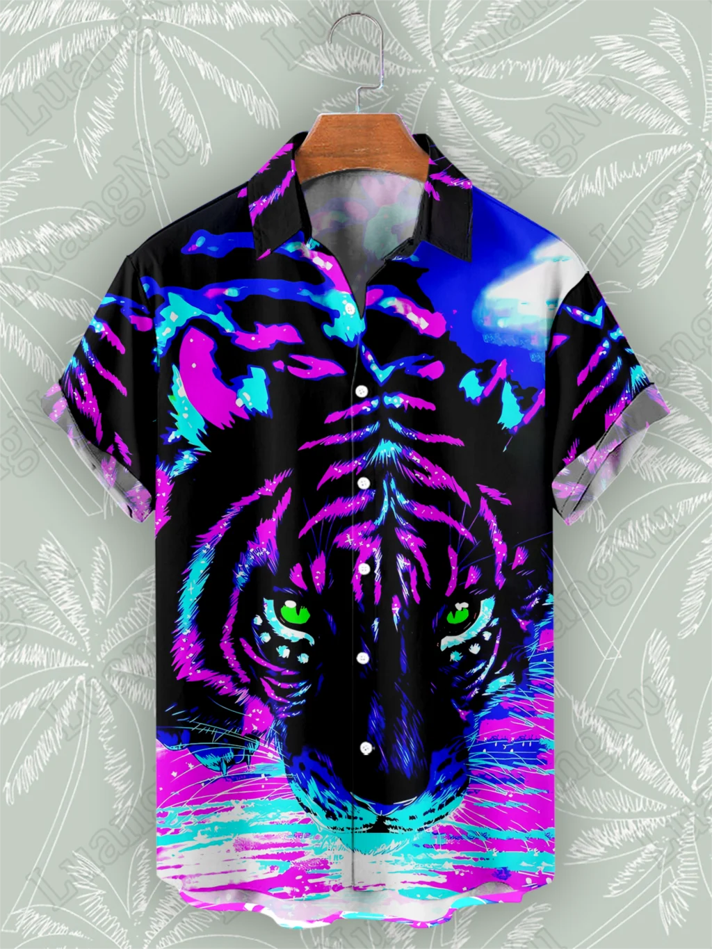 

Гавайская рубашка Tiger Man, Новинка лета 2023, высококачественные пляжные рубашки на пуговицах с короткими рукавами для мужчин, Повседневная Праздничная рубашка для вечеринки