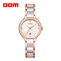 fashion women diamonds wrist watches dom g 1271g 7m ceramics watchband top luxury brand dress ladies geneva quartz clock