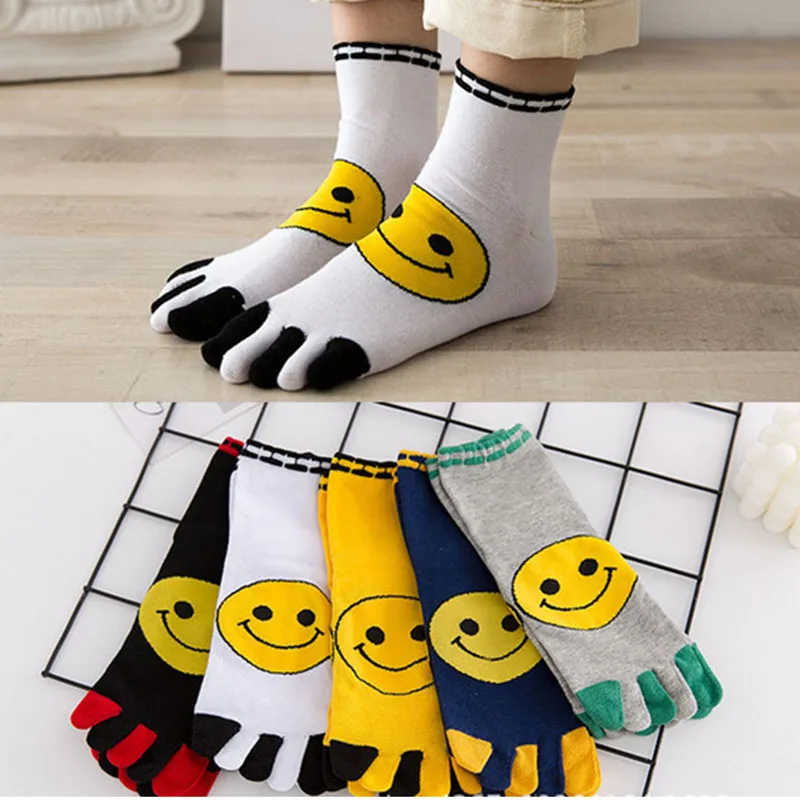 

5 Pairs Funny Women's Cartoon Socks with Toes Novelty Cotton Happy Socks Young Woman Girl Five Fingers Harajuku Hosiery Fashions