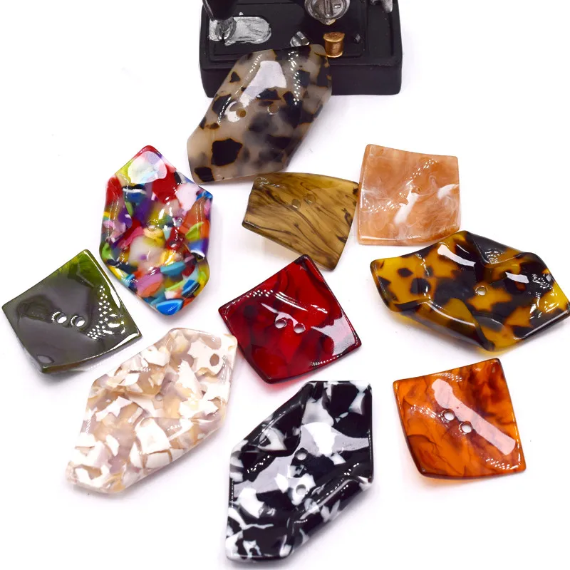 

2 Pcs Creative 2 Hole Button Resin Irregular Sewing Large Square Buttons for Clothing Coat Garment Sewing Accessories