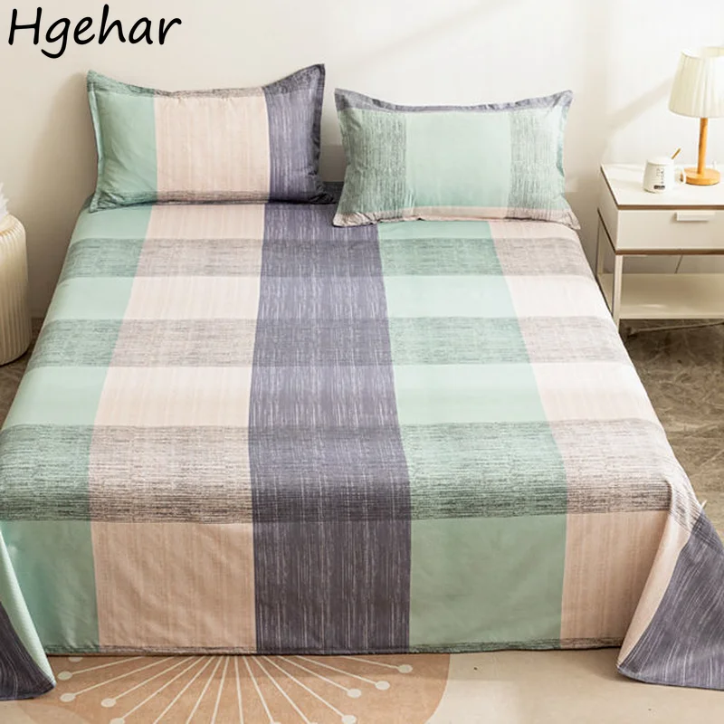 

Bedding Sheet Home Textile Printing Plaid Flat Sheets Japan Style Simple Stylish New Bedroom Linen for Large Size Harajuku Soft
