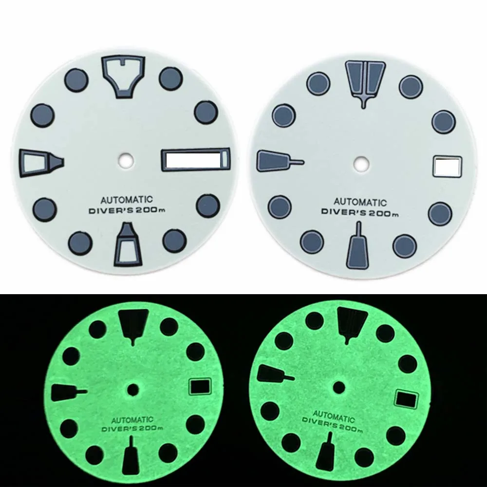 

28.5mm Green Luminous Single/Dual Calendar Watch Dial for NH35A NH36A SKX007 Movement Modified Dials for SBBN031 Watch Case