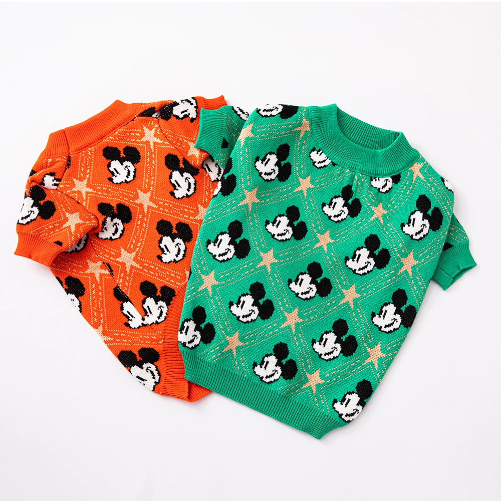 Disney New Green Dog Sweater Pullover Knitted Cotton Comfortable Pet Clothes Festive Fashion Puppy Clothing Winter Warmth