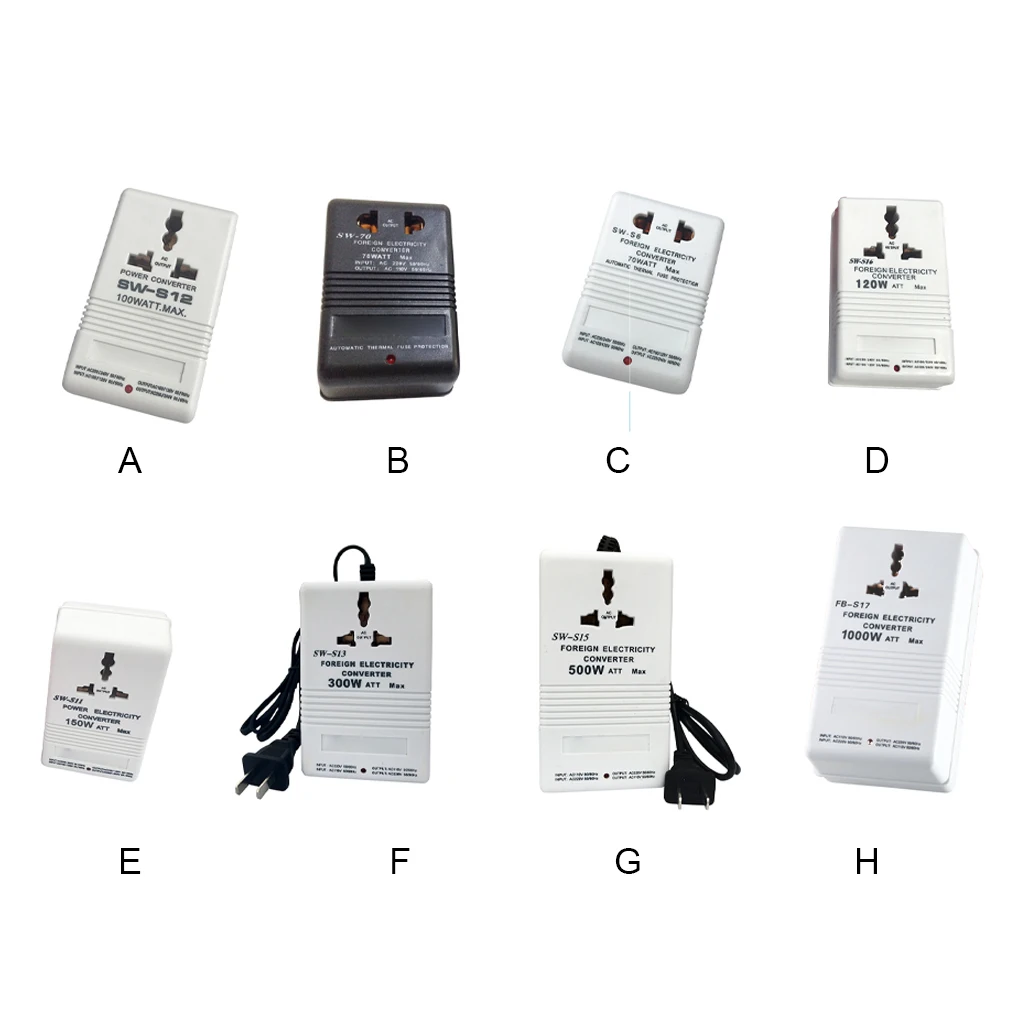 

Двухсторонний преобразователь напряжения для кемпинга, портативный адаптер с электричеством от 110 В до 220 В, белый регулятор питания S12 1000 Вт