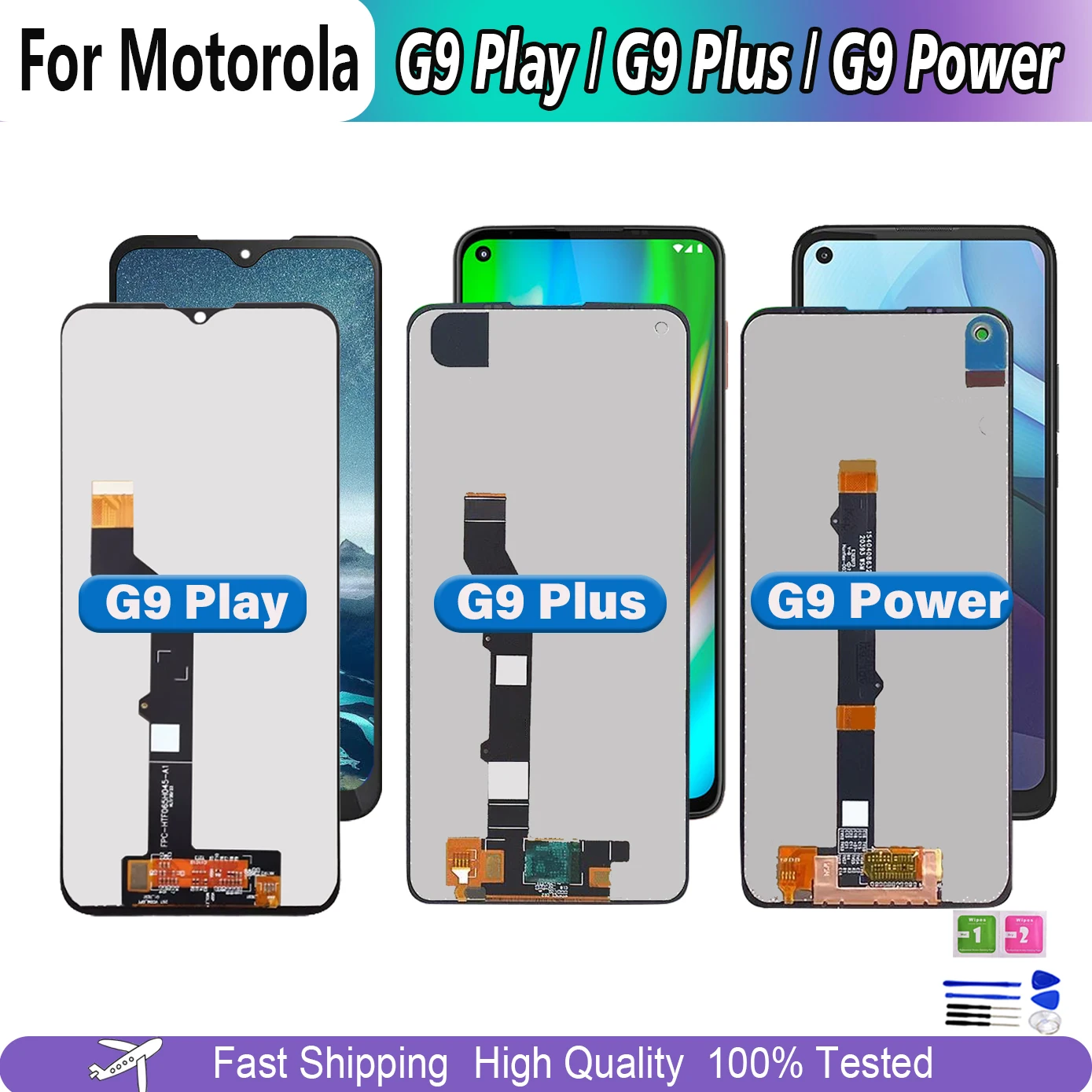 

Original LCD For Motorola G9 Play Lcd Display Screen Touch For Moto G9 Plus LCD G9 Power LCD Display Digitizer Assembly