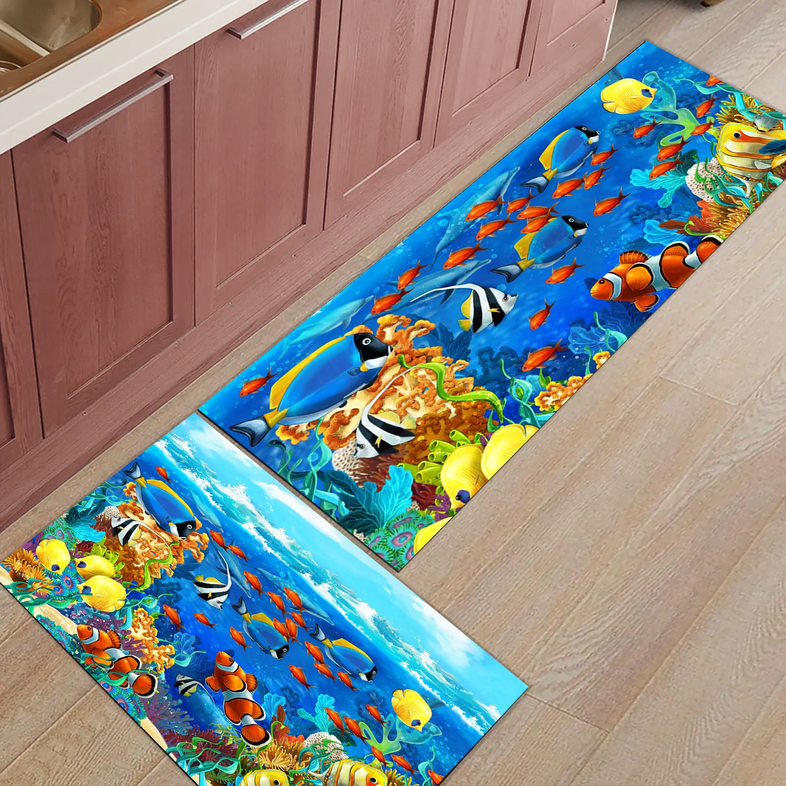 

Ocean Coral Reef Fish Colorful Floor Mat Rugs for Living Room Entrance Door Mat Bath Mat Kitchen Floor Carpet Rug Long