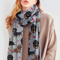 cute dachshund 3d printed imitation cashmere scarf autumn and winter thickening warm funny dog shawl scarf