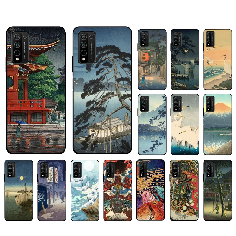 

Japanese Art Crane Fuji MountainPhone Case for Huawei Honor 50 30 Pro 10X Lite 20 7A 7C 8X 9X Pro 9A 8A 8S 9S 10i 20S 20lite