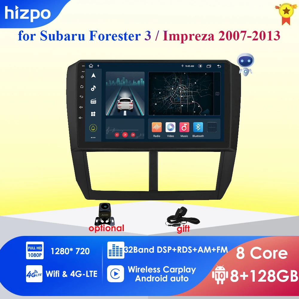 

9" 4G-LTE WiFi 2din Android Car Radio Multimidia Video Player Navigation GPS for Subaru Forester 3 SH Impreza 2007-2013 HeadUnit