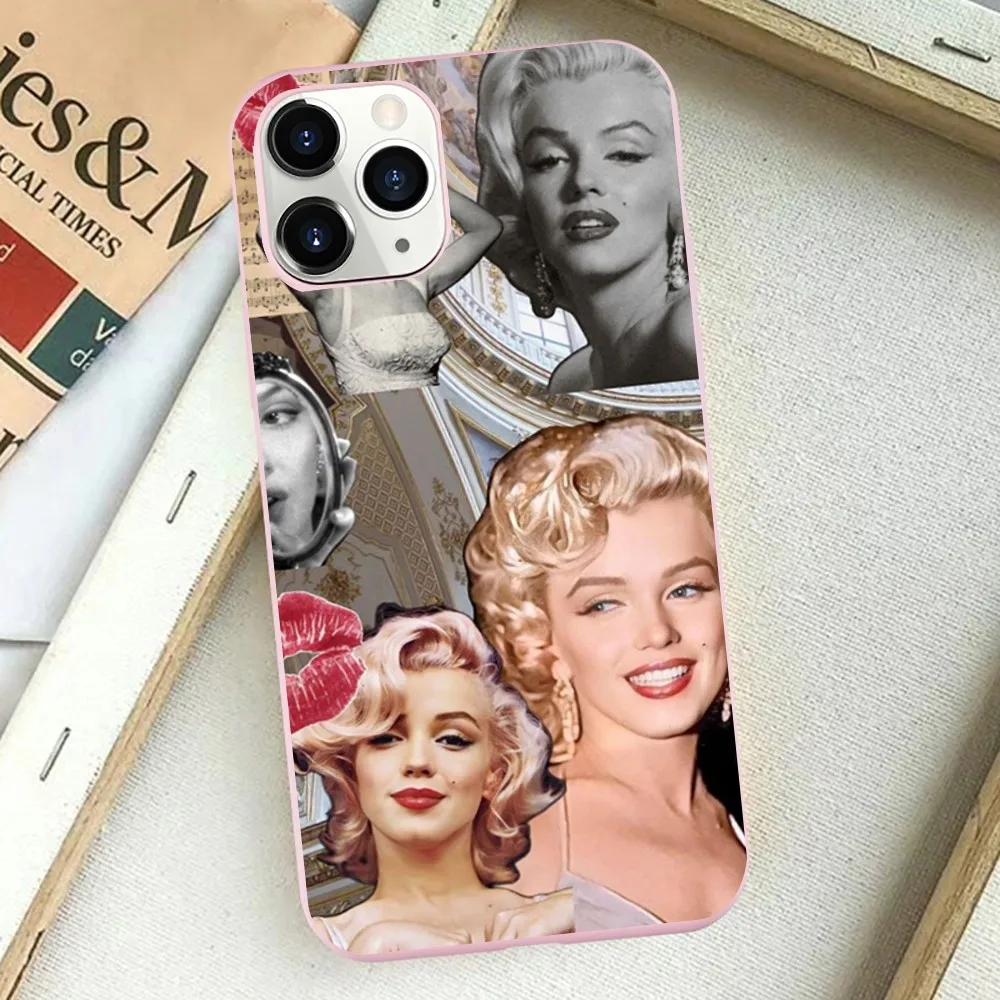 M-Marilyn M-Monroes Phone Case for iPhone 14 11 12 13 Mini Pro Xs Max 8 7 6 6S Plus X XR Solid Candy Color
