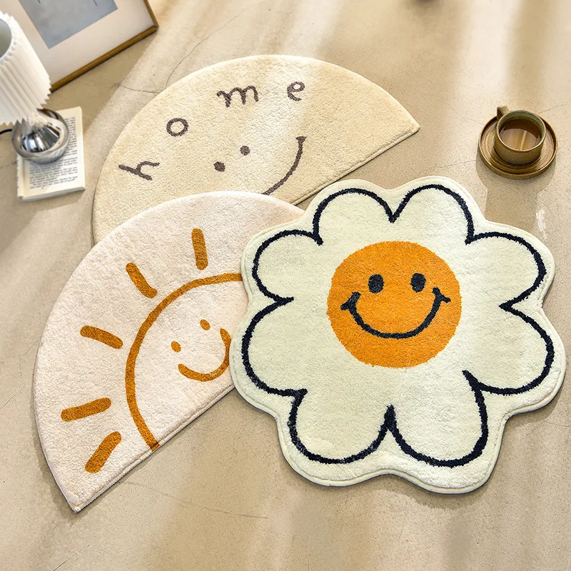 

Cartoon Non-Slip Bath Mat INS Style Doormat Absorbent Carpets Entrance Rug Balcony Floor Mats Living Room Bathroom Area Rugs