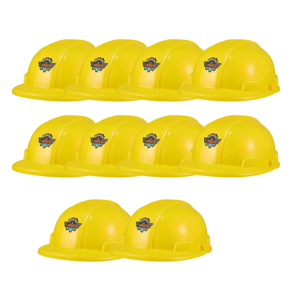 

10 Pcs Toy Construction Hat Kids Party Bulk Toys Plastic Hats Worker Caps Building Dress Up Toddler Role Play Outfits