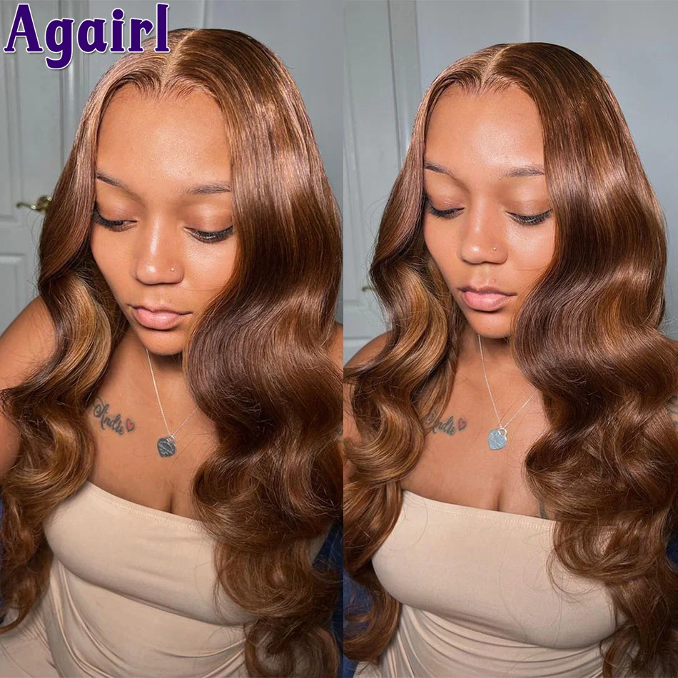

200% Auburn Ginger Brown 13X6 13X4 Body Wave Lace Frontal Human Hair Wigs for Women Pre Plucked Transparent 5X5 Lace Closure Wig