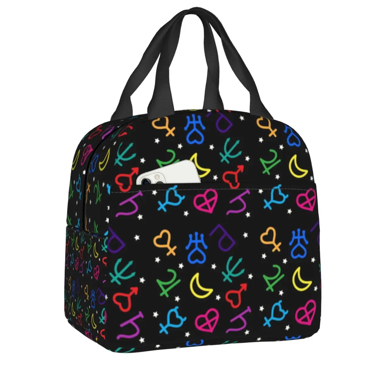 

Rainbow Planetary Symbol Insulated Lunch Tote Bag Sailor Usagi Tsukino Anime Moons Portable Thermal Cooler Food Lunch Box School