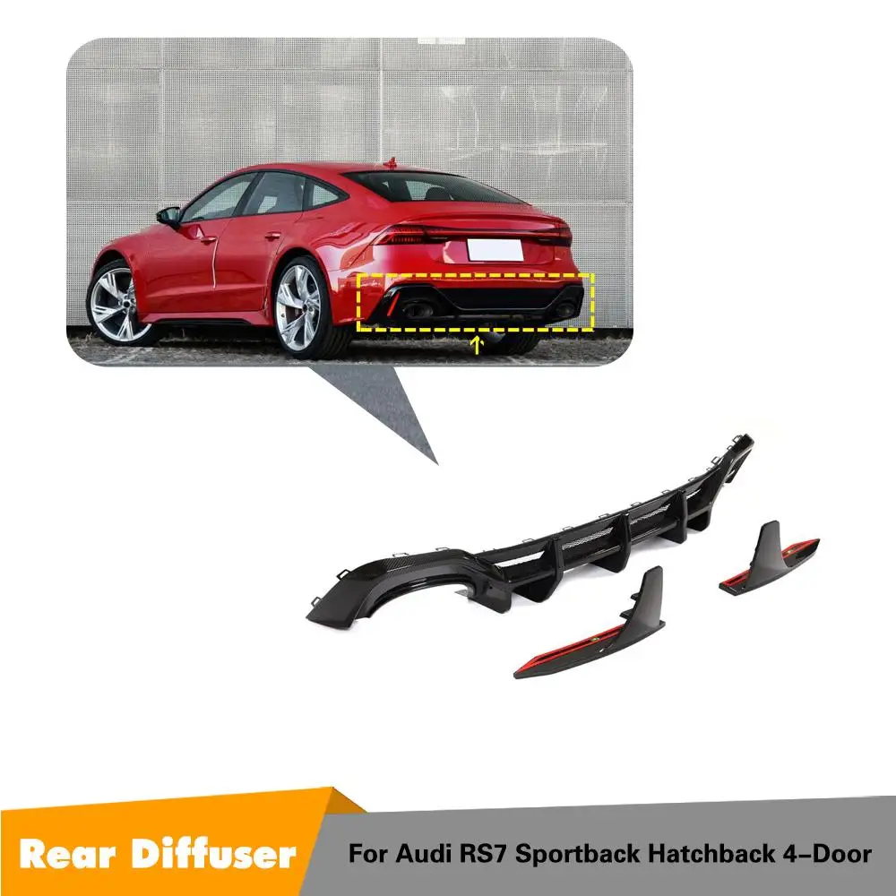 

Car Rear Bumper Diffuser Lip Spoiler For Audi RS7 2020 2021 Carbon Fiber Rear Bumper Diffuser Lip Spoiler Guard