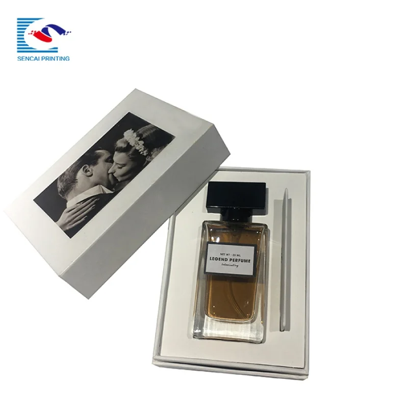 

luxury elegant white cosmetic perfume bottles sliding paper gift box with foam