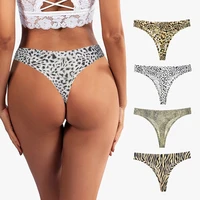 seamless low waist panties ice silk women underwear sexy lingeries leopard print spot briefs quick dry thong ladies underpants