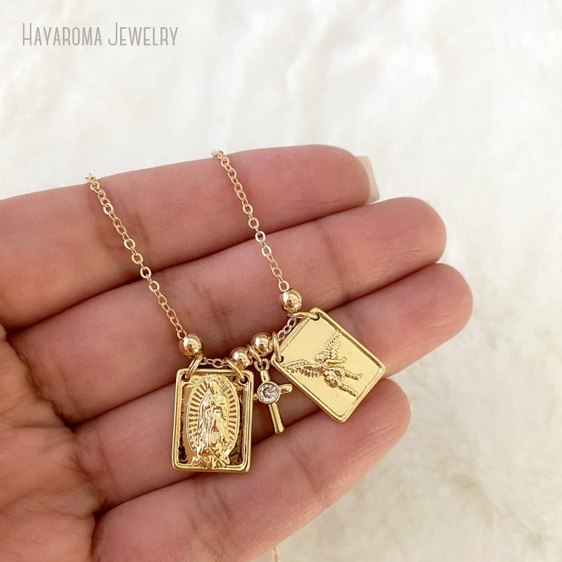 10 шт. лопастное ожерелье с крестом религиозное Девы Марии священное сердце