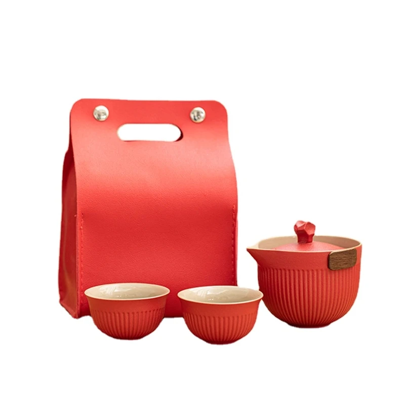 Портативный дорожный чайный сервиз один горшок две чашки Tie Guan Yin Pu Er зеленая