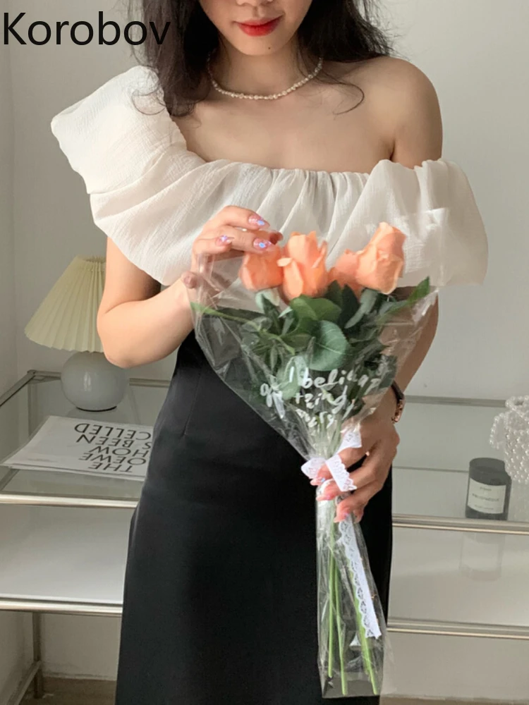 

Женское платье с оборками Korobov, винтажное шикарное платье во французском стиле, простое нежное летнее платье со складками и вырезом «одно сл...