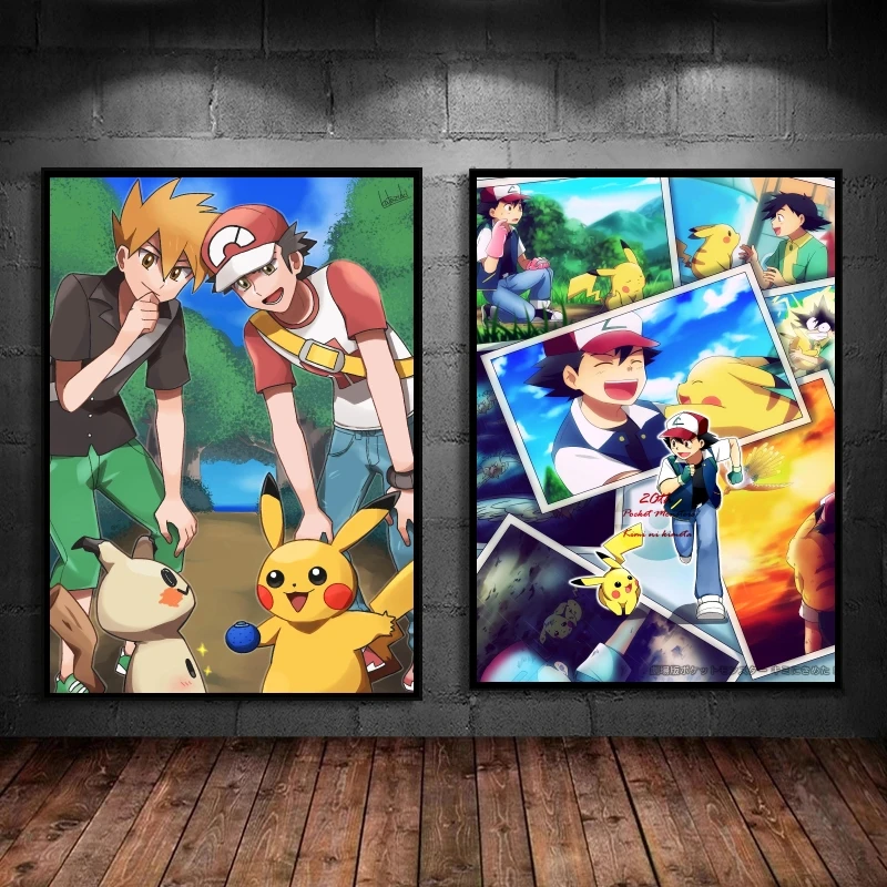 

Canvas Art Walls Painting Pokemon Ash Ketchum Pikachu Birthday Gifts Comics Pictures Aesthetic Poster Modern Home Classic