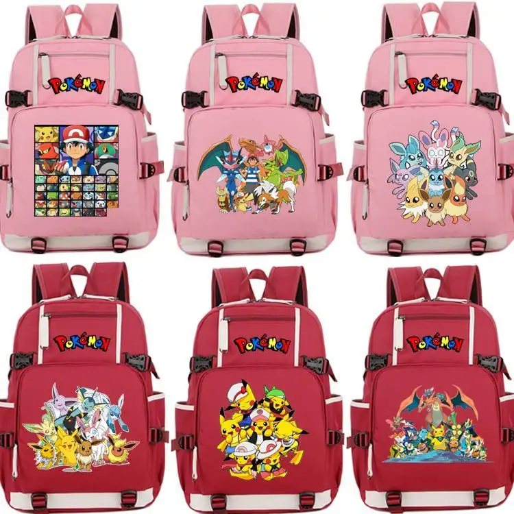 

Pokemon Pokémon Pikachu Anime Backpack Shoulder Bag Cartoon Print Middle School School Bag Canvas