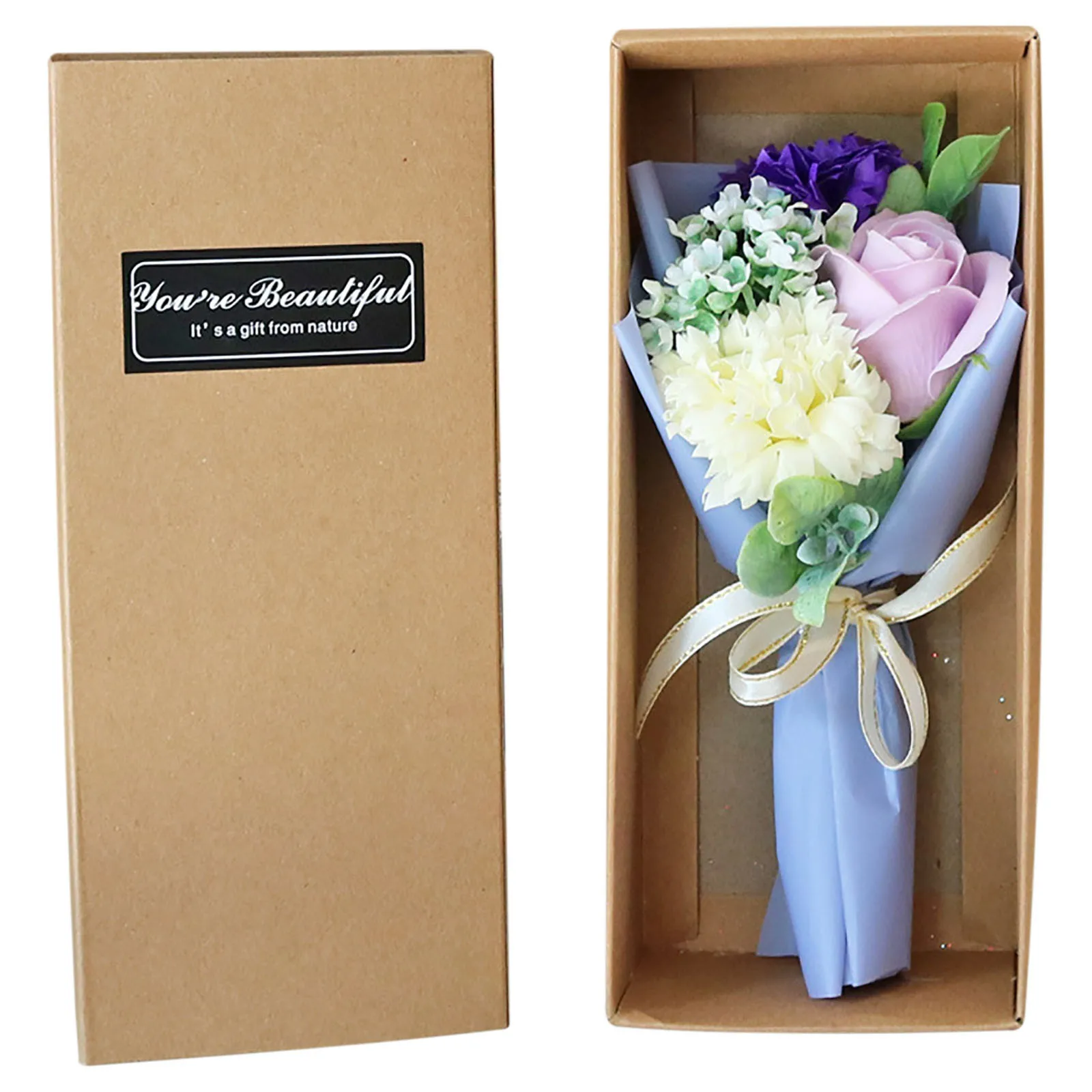 

Mother'S Day Gift 3 Roses Soap Flower Carnation Bunch Gift Box Artificial Flowers For Home Decoration Party Decorations Room 조화
