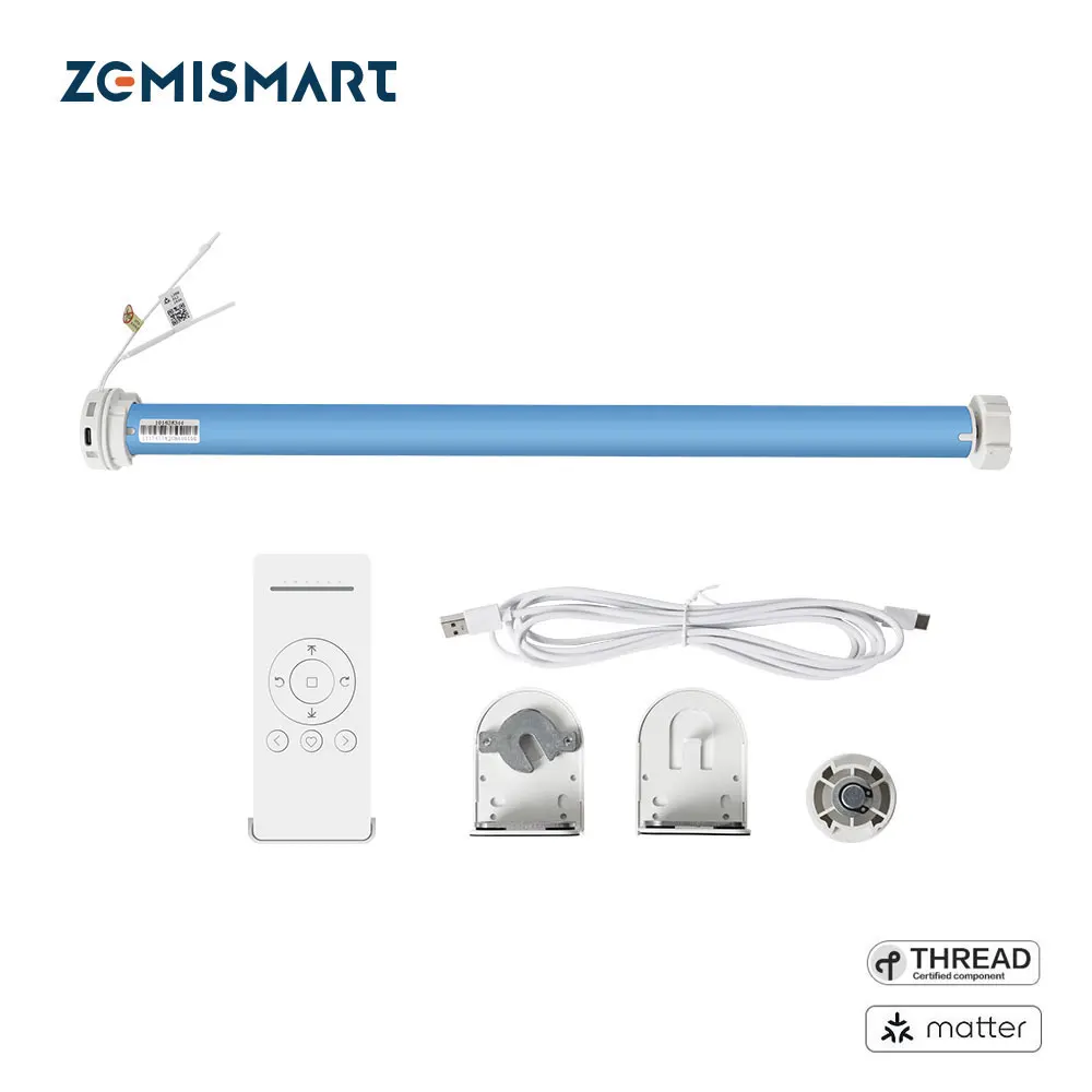 Zemismart Matter Thread Smart Roller Shade Двигатель жалюзи Встроенный аккумулятор для трубки 37 38 мм